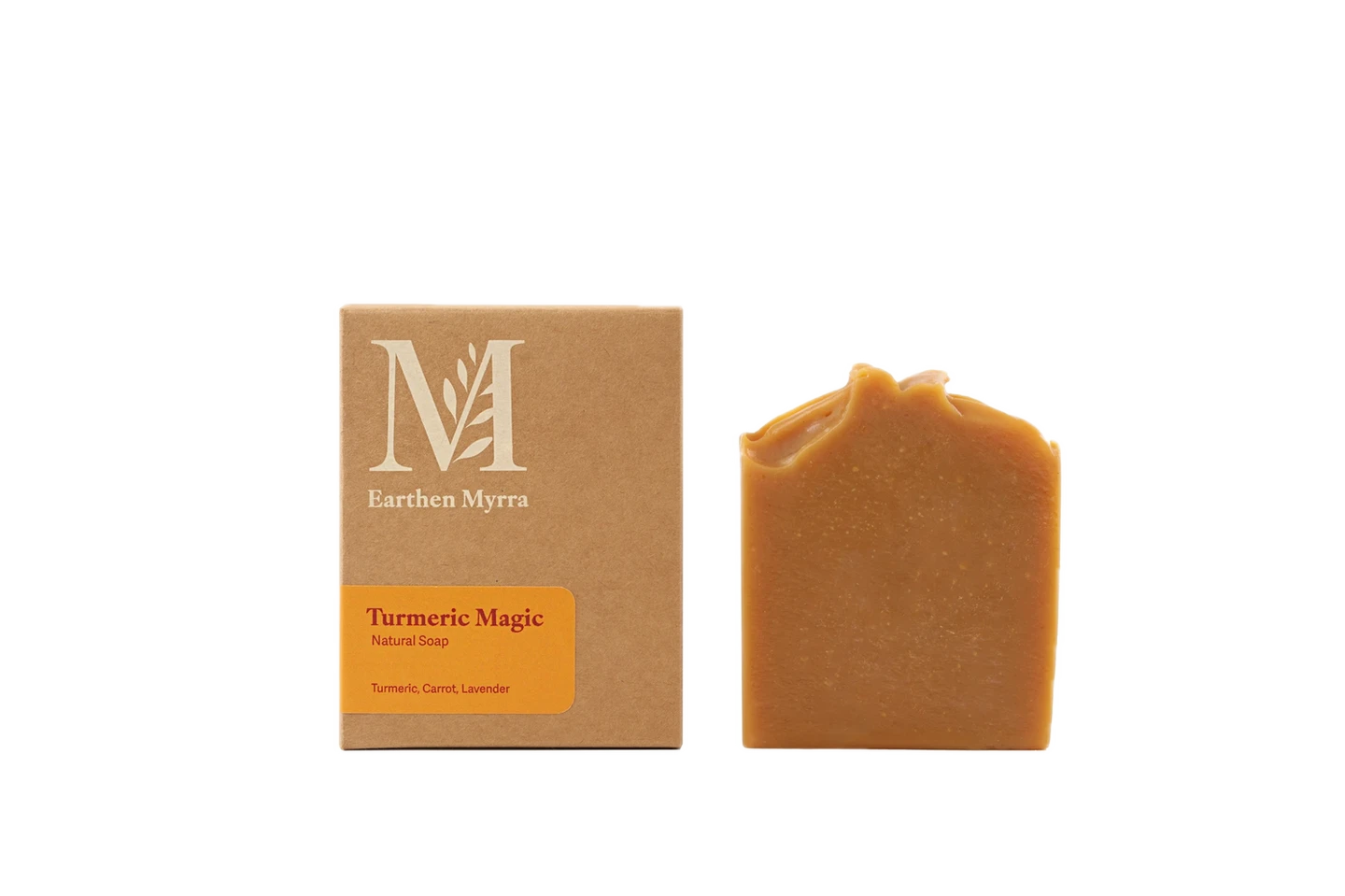 Earthen Myrra Turmeric Magic soap and carton